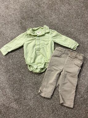 Crazy 8 baby boy long sleeve and jean outfit size 6-12 months